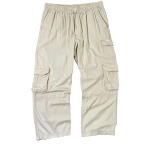 Old Navy Cargo Pants XL Cream Wide Leg Streetwear Coastal Gorpcore Minimalist